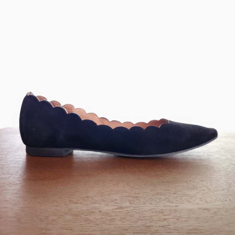 J.Jill Scalloped Edge Black Suede Flats 11